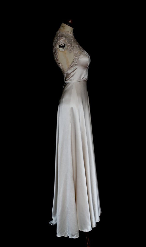 bespoke satin wedding dress by alexandra king