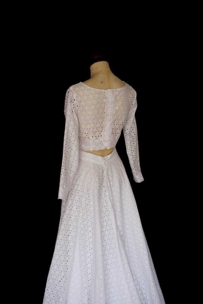 broderie anglaise white cotton two piece boho wedding dress by alexandra king