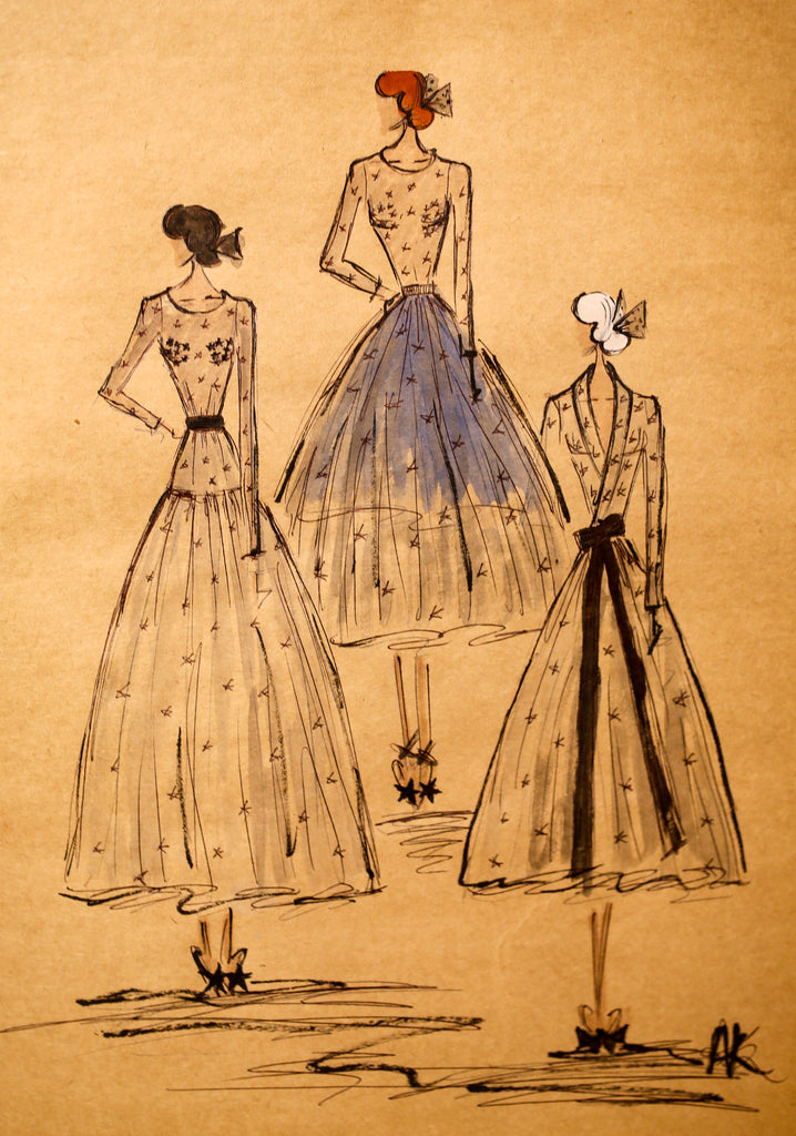 sketch of star dress by alexandra king 