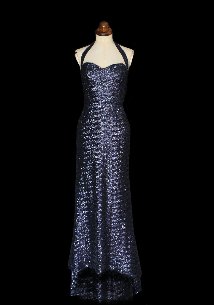 blue sequin red carpet dress by alexandra king