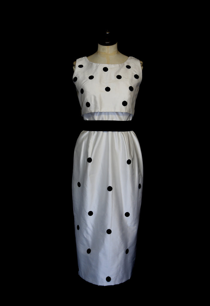 alexandra king polkadot silk wiggle dress