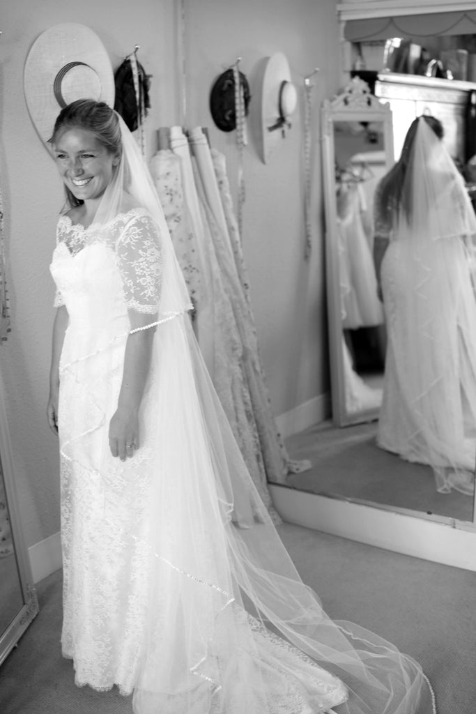french lace wedding dress by Alexandra King 