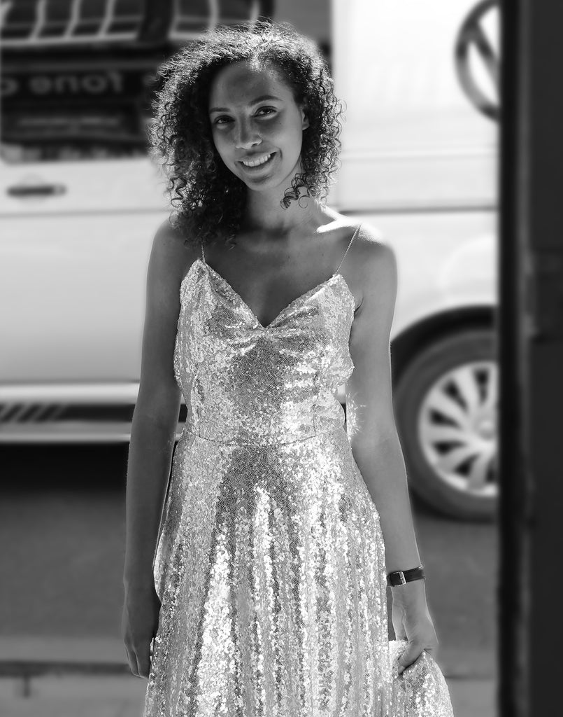 silver sequin wedding dress by alexandra king