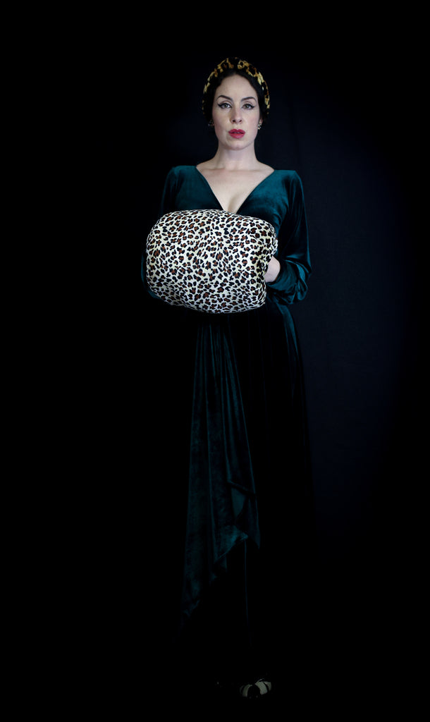 leopard vintage 50s muff bag alexandra king