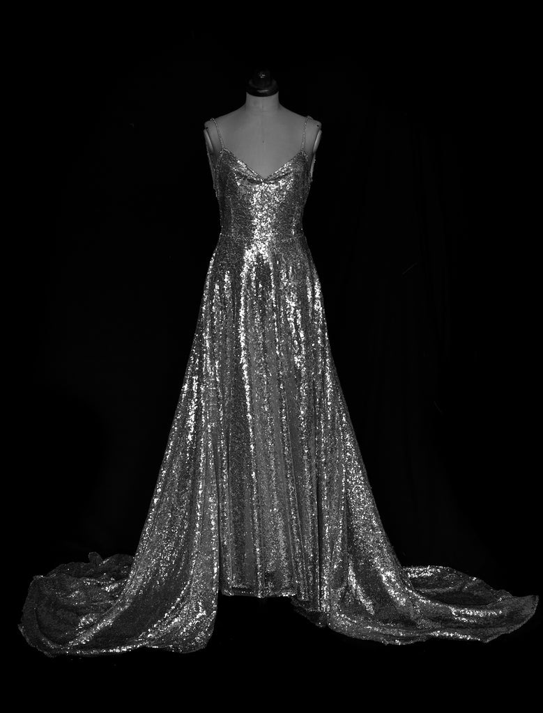 silver sequin wedding dress by alexandra king