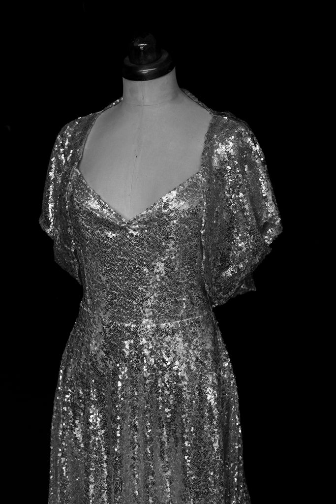 silver sequin wedding dress by alexandra king
