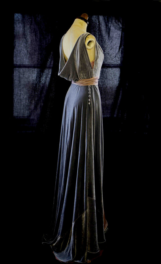 silk velvet bias cut gown by alexandra king