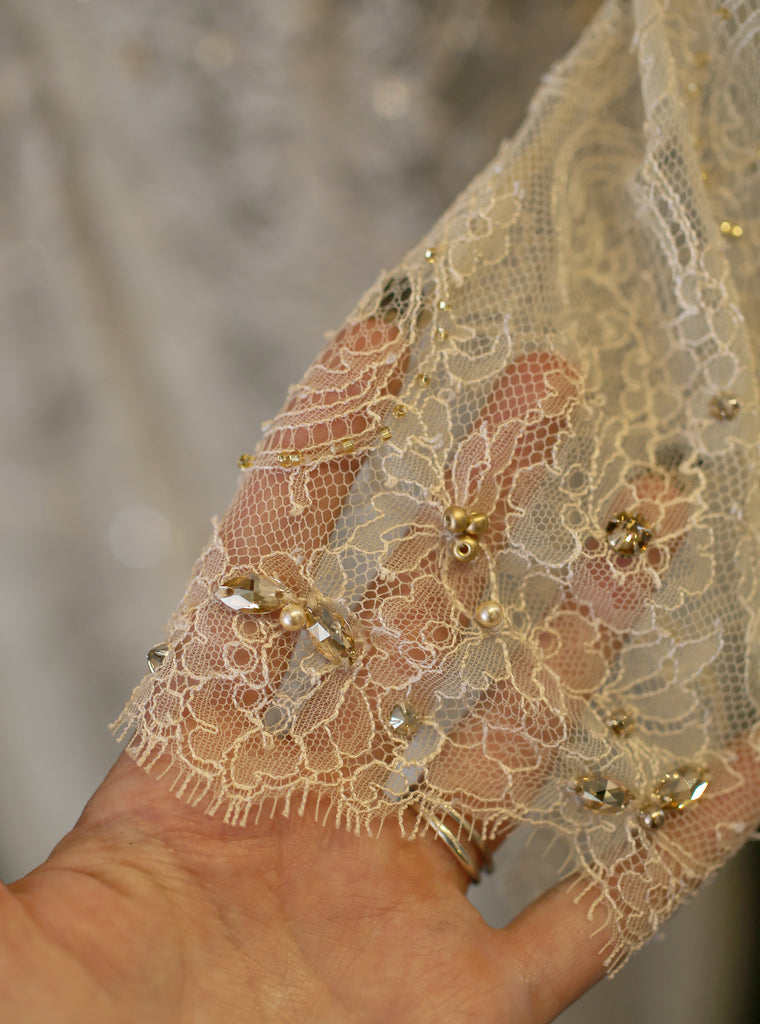 swarovski crystal beading on couture wedding dress alexandra king