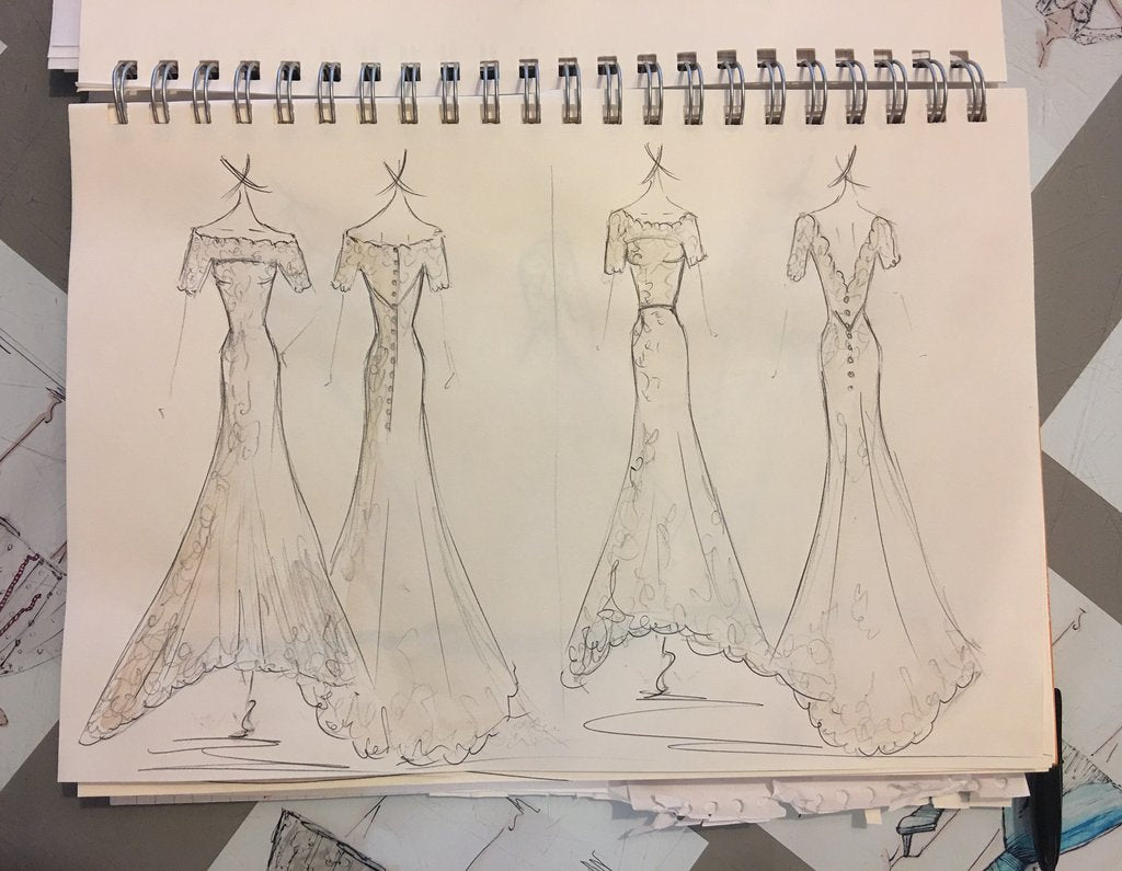 french lace wedding dress by Alexandra King sketch