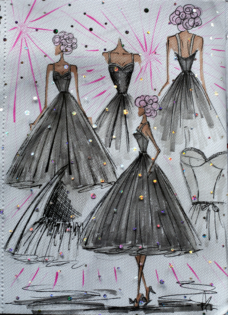 glitter tulle dress sketch