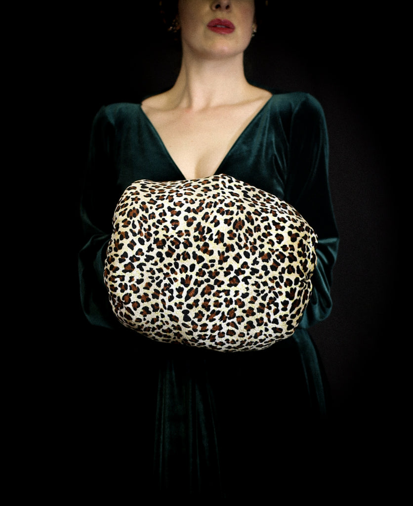 leopard vintage 50s muff bag alexandra king