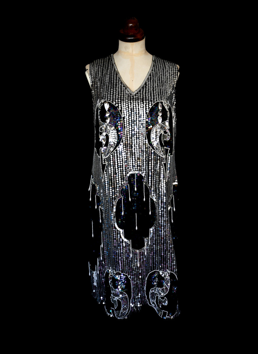 silver sequin flapper dress