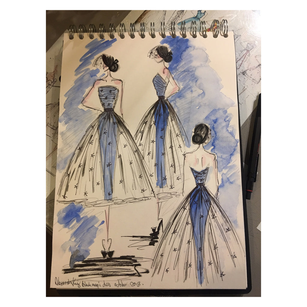 alexandra king dress sketch fashion illustration