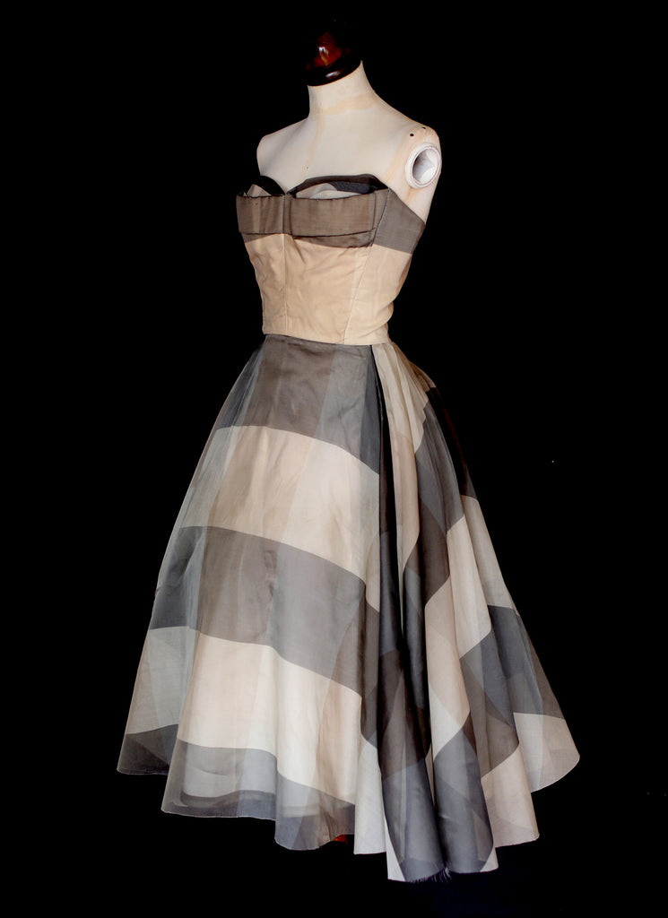 vintage 1950s silk organza cocktail dress