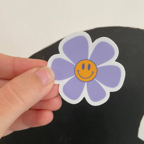 Retro Smiley Flower Sticker