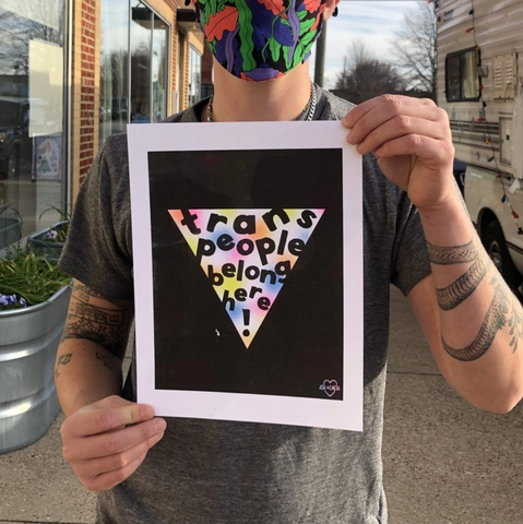 Trans People Belong Here Risograph Print