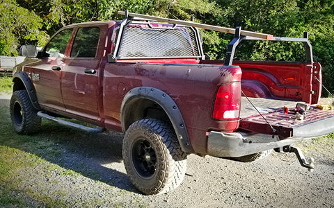 Dodge with Grate Pattern Headache Rack and Rear Hoop