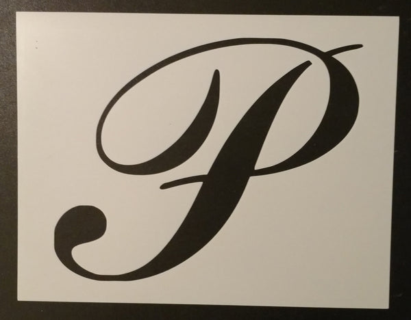 Large Big Script Cursive Letter P - Stencil – My Custom Stencils