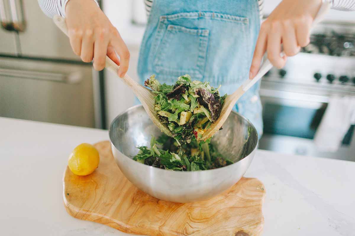 Woman preparing a salad