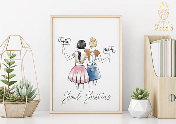 Personalized best friends gifts for Christmas, soul sisters gifts 