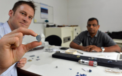 Chris Hood checking on some Sri Lankan Sapphire rough