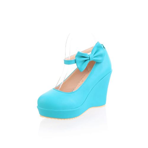 Ankle Strap Bow Tie Women Platform Wedge Shoes Woman