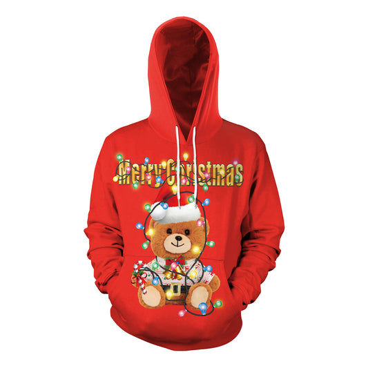 Couple Christmas Printed Sweater with Hood