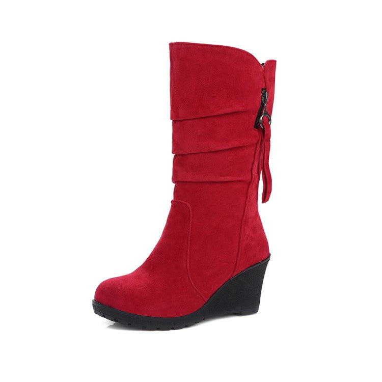 Women's Wedge Heel Mid Calf Boots