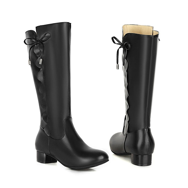 Women's  Knot Low Heel Mid Calf Boots