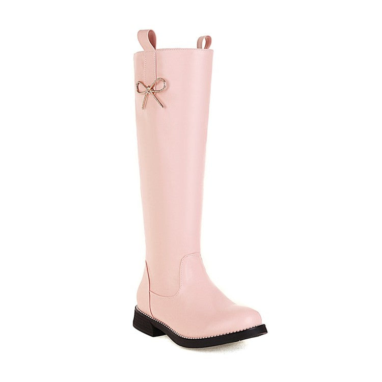 Womens' Knot Low Heels Knee High Boots