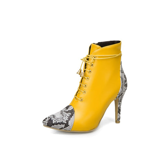 Women's Snake-print High Heel Short Boots