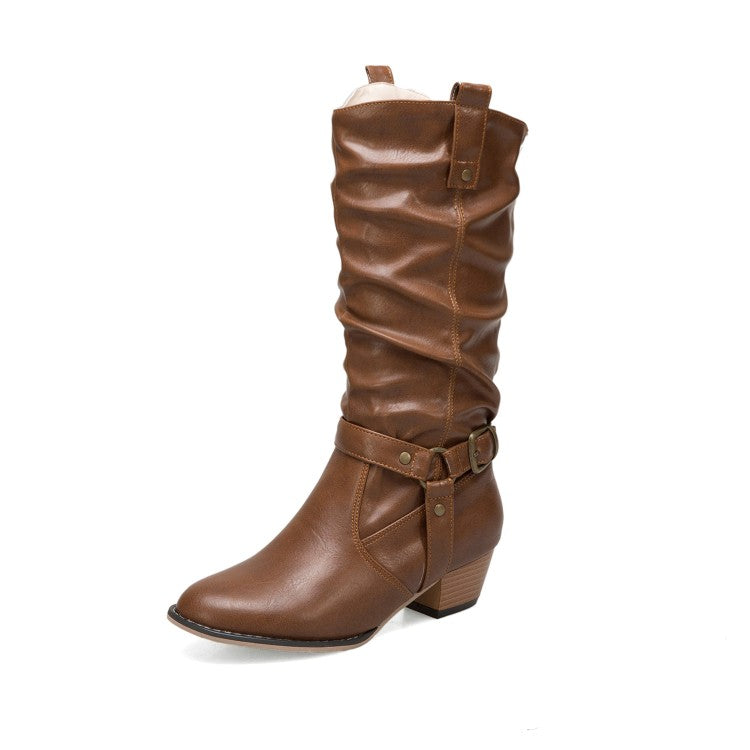 Bucke Belt Mid Calf Boots for Women's