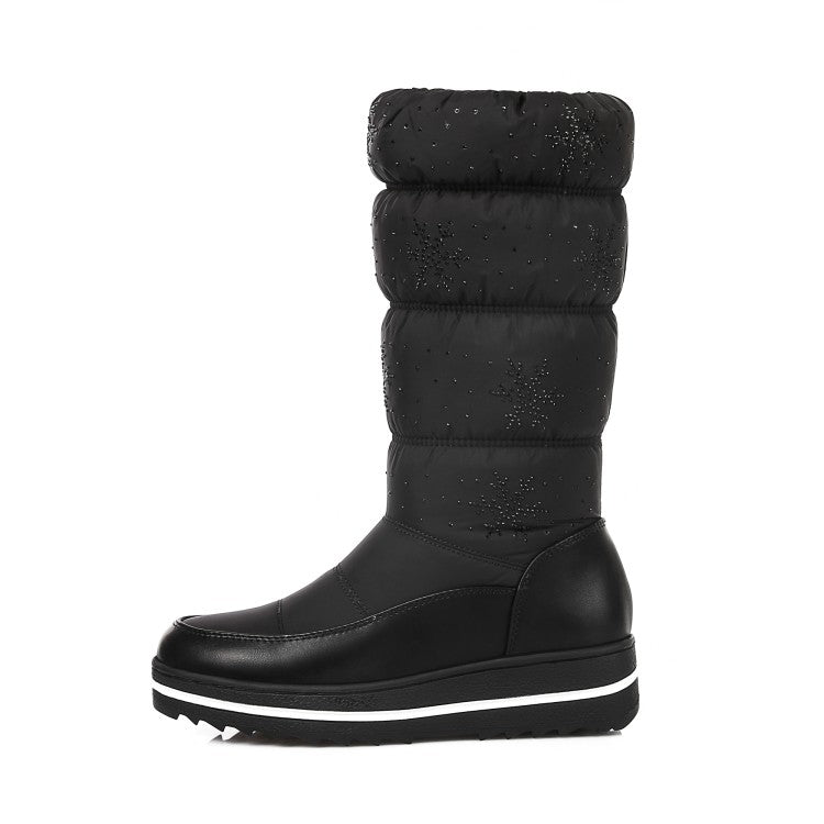 Women's Heels Water Proof Winter Down Mid Calf Snow Boots