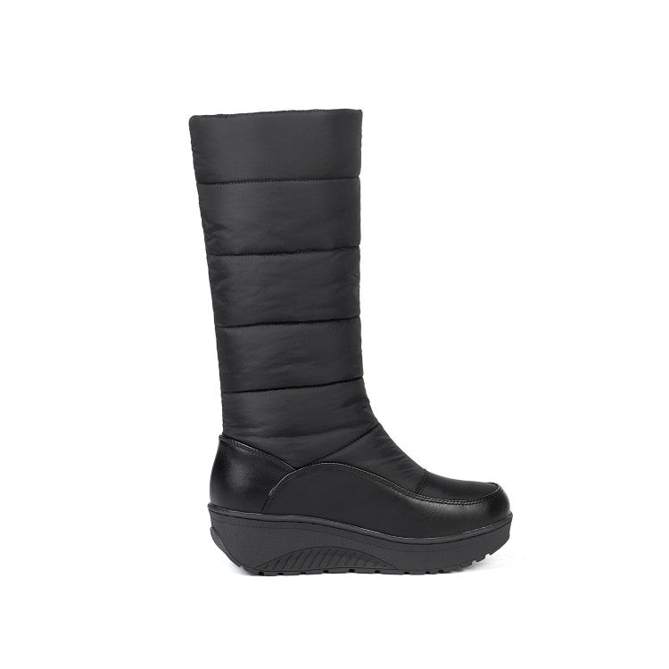 Women's Heels Rhinestone Winter Down Mid Calf Snow Boots