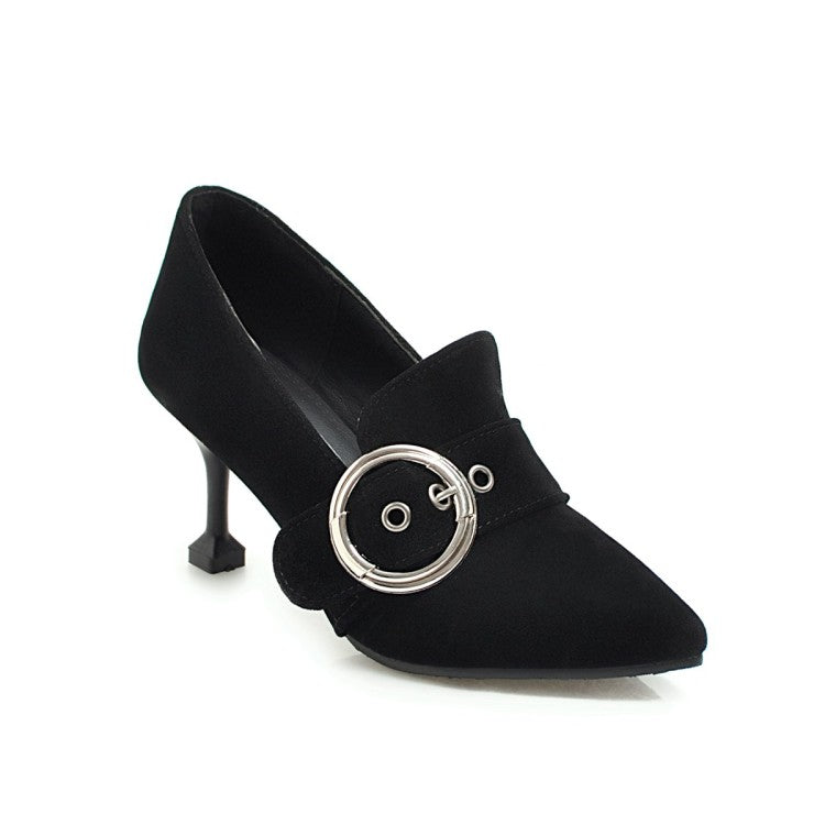 Pointed Toe Metal Circle Women's High Heels Shoes