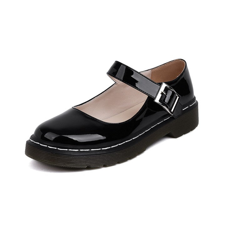 Women's Patent Leather Mary Jane Pumps Flats Shoes