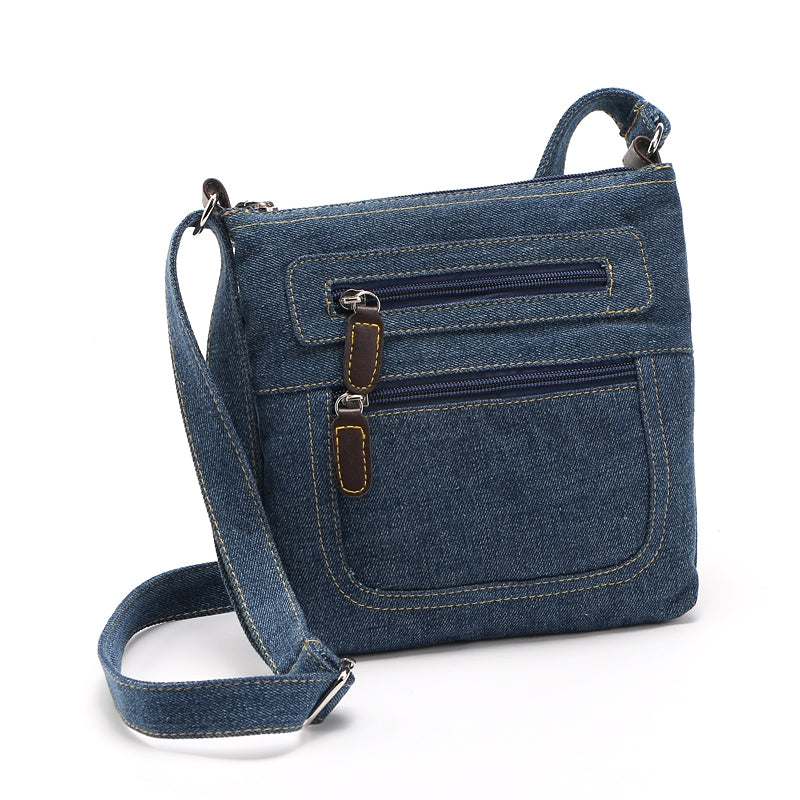 Vintage Zip Denim Cowboy Shoulder Bags for Women 2753