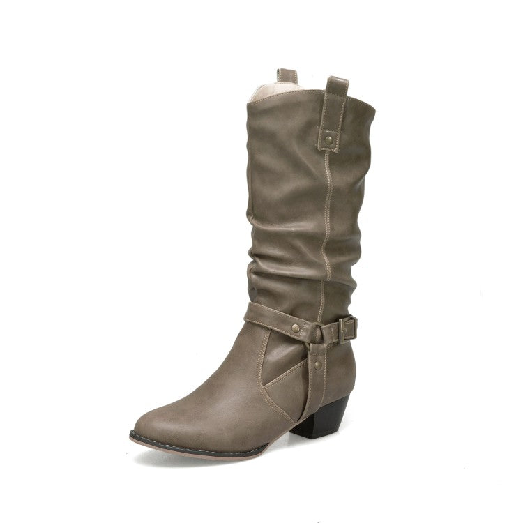 Bucke Belt Mid Calf Boots for Women's