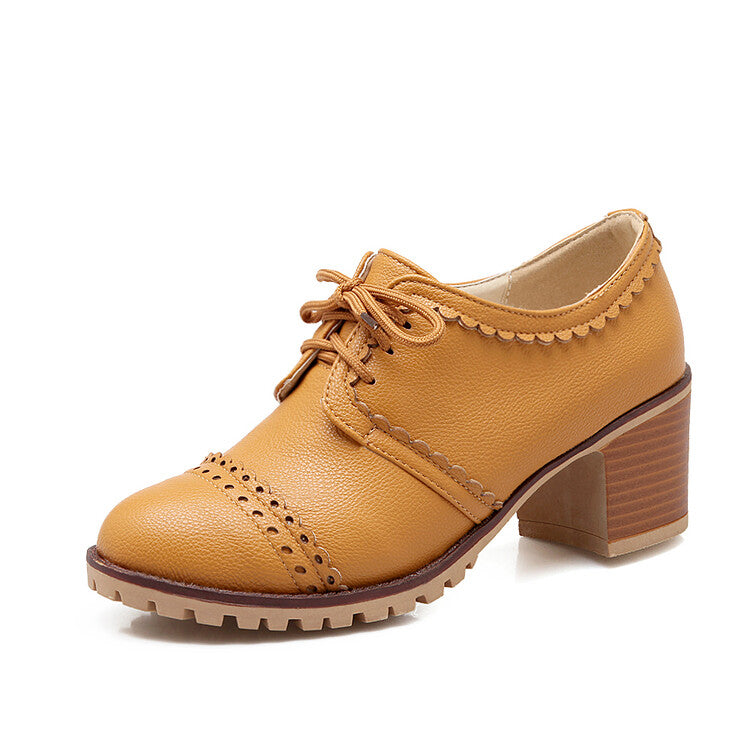 Women's British Style Chunky Heel Oxford Shoes