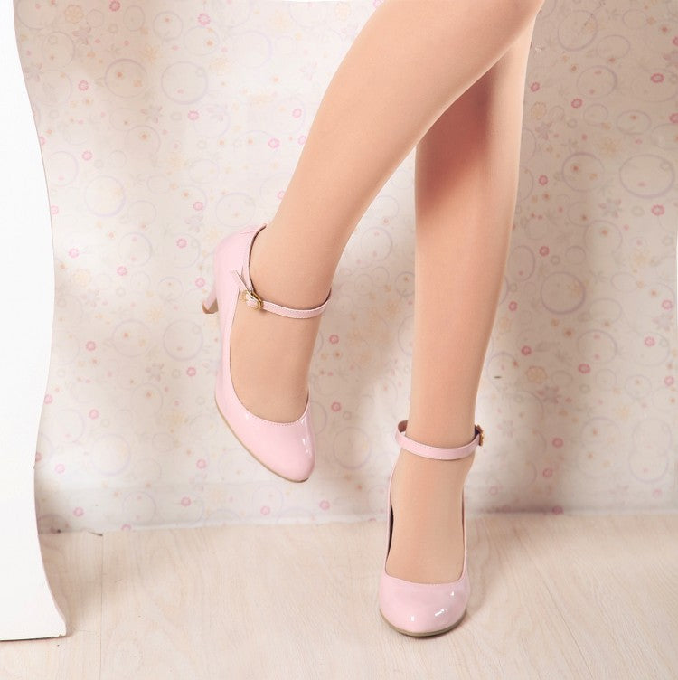 Women's Ankle Straps Pointed Toe High Heels Shoes 7037