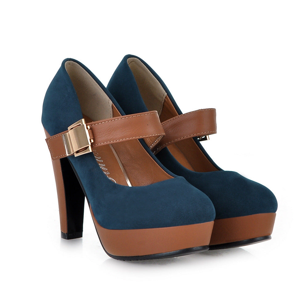 Women's Suede High Heel Platform Pumps Shoes 7140