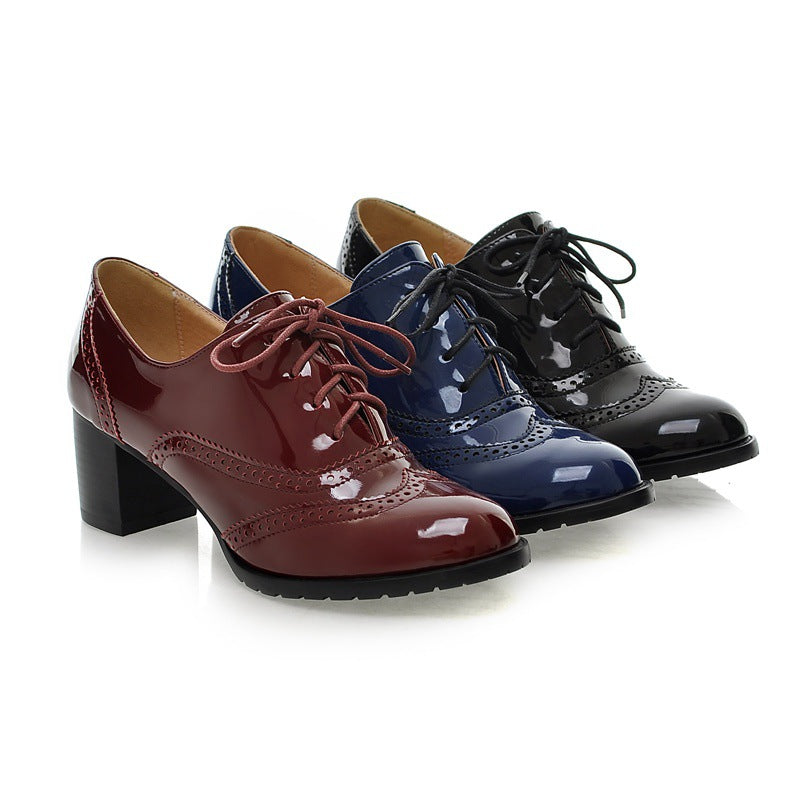 women's patent leather lace up shoes