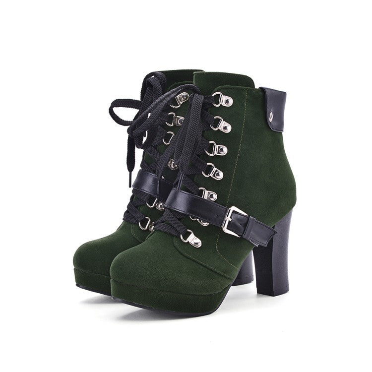 Women's Ankle Motorcycle Boots High Heels Shoes Autumn and Winter 9584