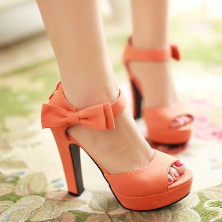 Bowtie Platform Sandals High Heels Shoes Woman 7649