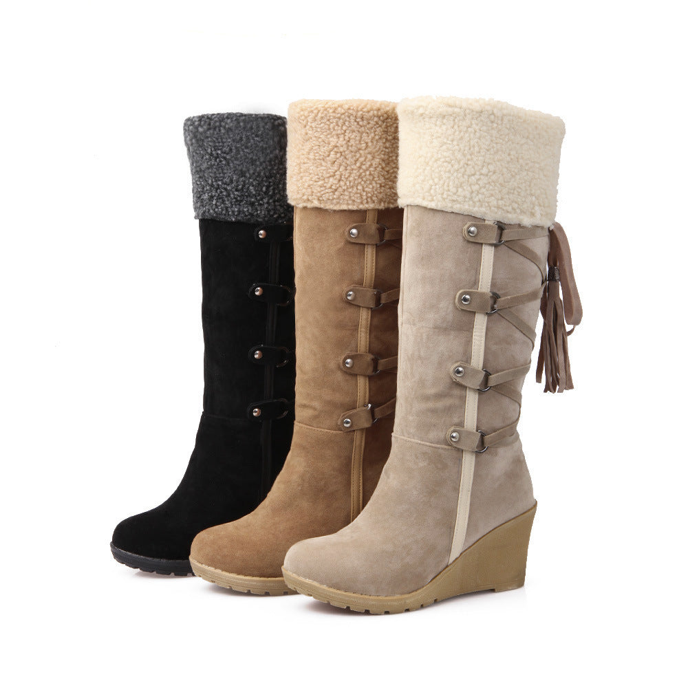 wedge snow boots with fur