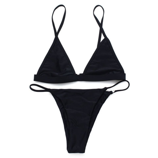 Triangle Swimsuit Straps Top Underpants Bottom Bikini Set