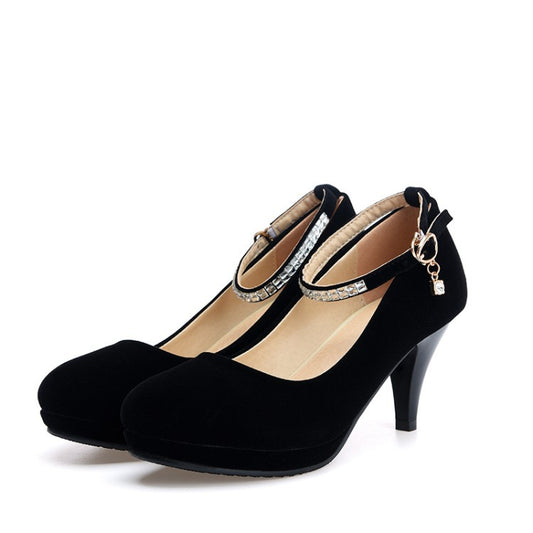Ankle Strap Rhinestone High Heel Shoes Woman 2547