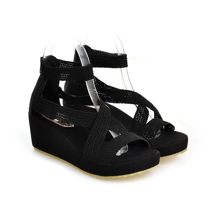 Women Gladiator Sandals Platform Wedge Heels Shoes for Summer 7666