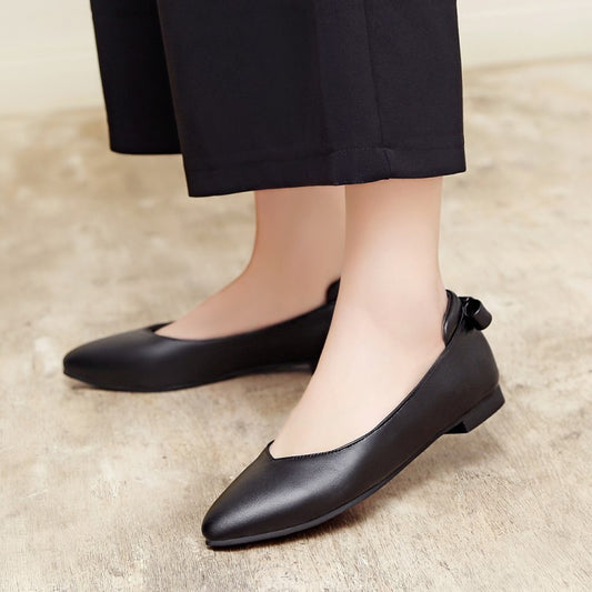 Pointed Toe Back Bowtie Women Flat Shoes 9499