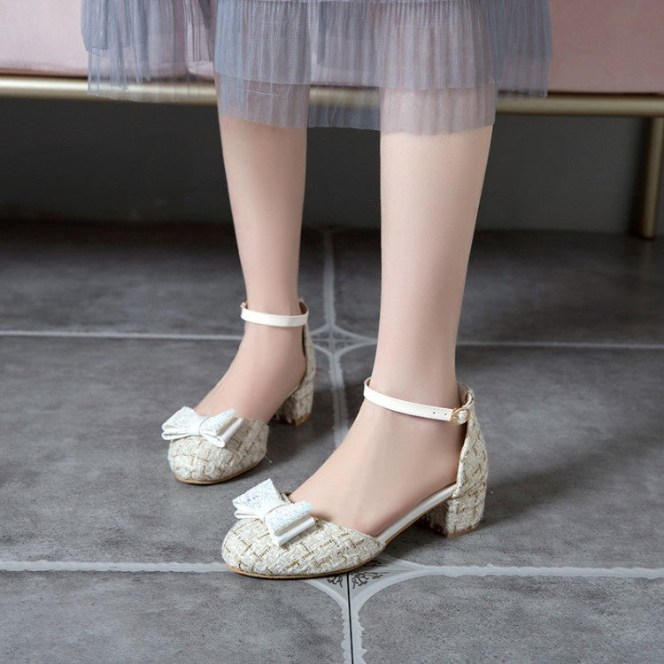 Women's Buckle Mary Jane Mid Heels Sandals